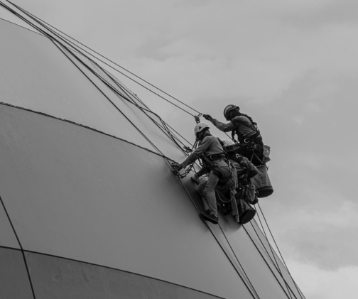 construction workers climbing